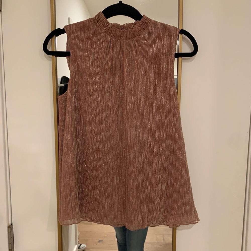 Anthropology Eri + Ali rose gold metallic top